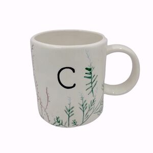 Anthropologie Dangy Monogram Initial Letter C Floral Botanical Coffee Mug